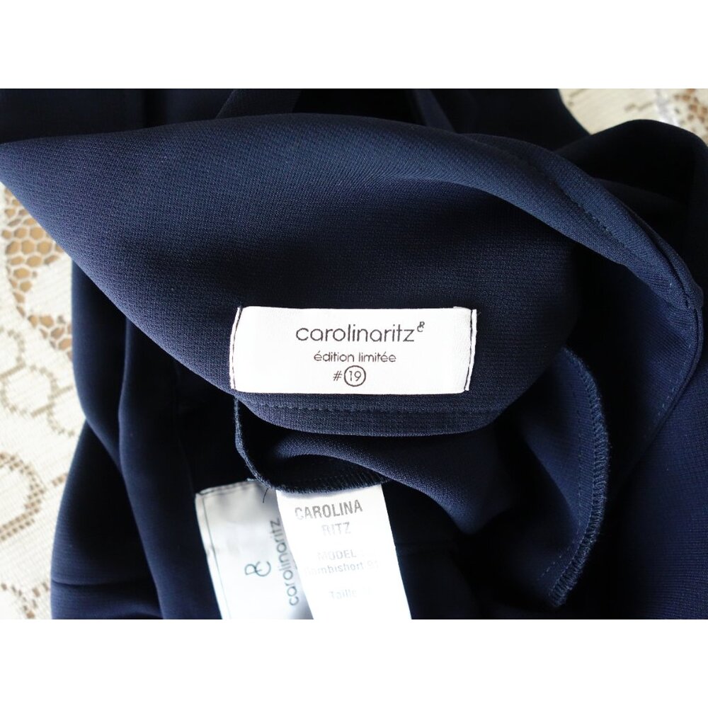 Carolina Ritz Navy Blue Short Sleeve Wide Leg Romper size FR 36 US 4 - Picture 6 of 6